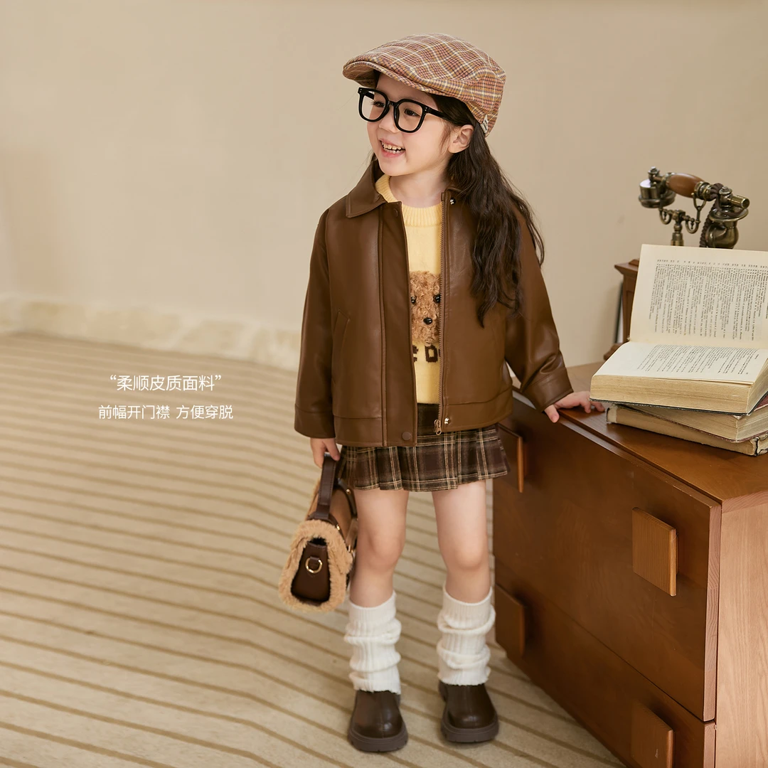 小O宝Okids童装 宝宝皮衣甜酷风外套 OPW94005
