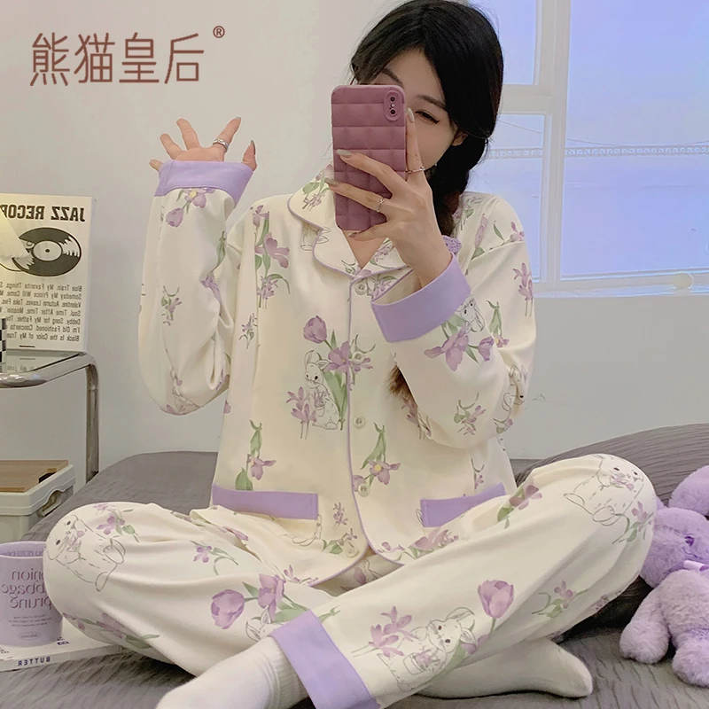 月子服春秋纯棉产后可哺乳睡衣夏季薄款喂奶孕妇套装怀孕期家居服
