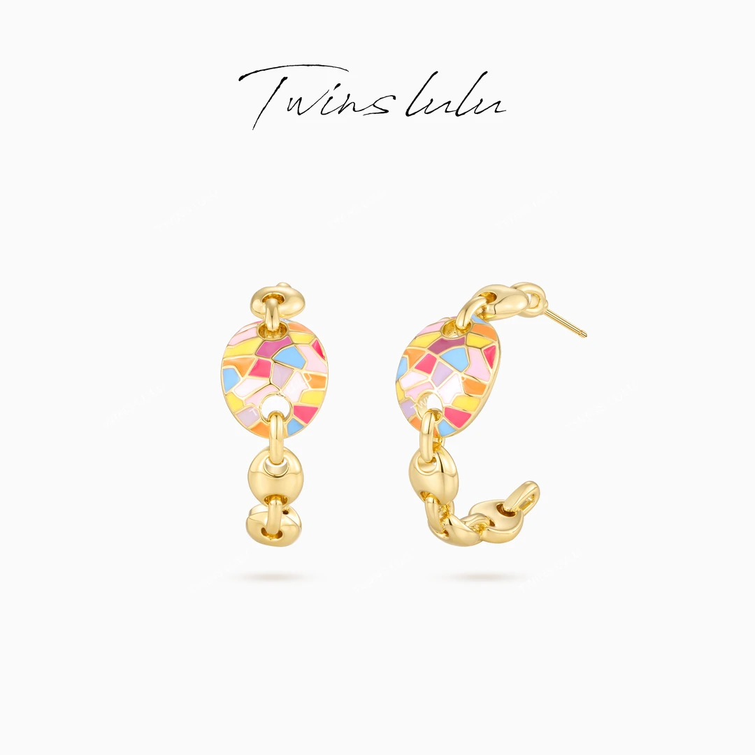 TWINS LULU 流光风 秋上新 经典彩色多巴胺猪鼻子耳环TSL2917