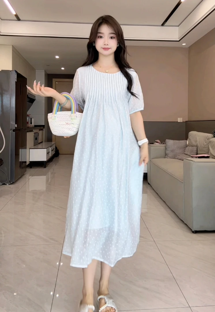 2025夏季新款孕妇装款式显瘦花色时尚连衣裙孕期气质款休闲裙长裙