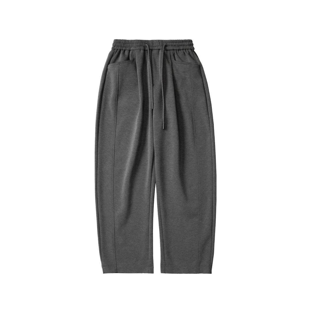 「单褶垂感 撞色松紧腰」春夏季直筒休闲裤男女可穿宽松阔腿裤子