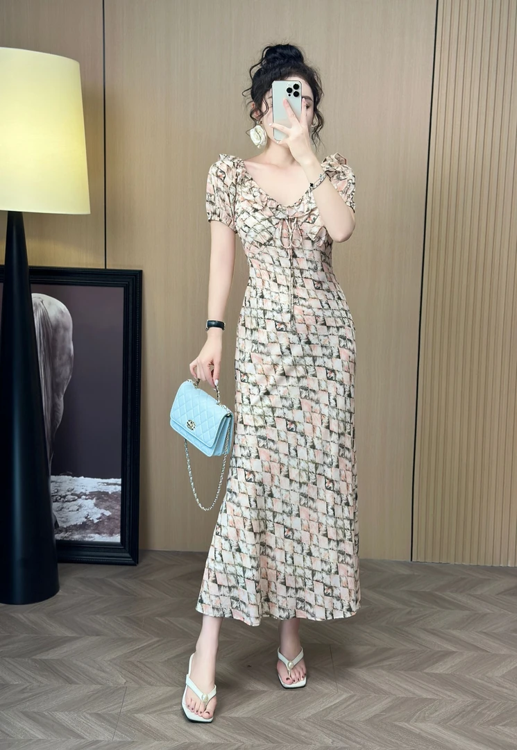 【珍珍粉丝专享】113长袖钉珠深圳南油高端女装2025夏季新品连衣裙