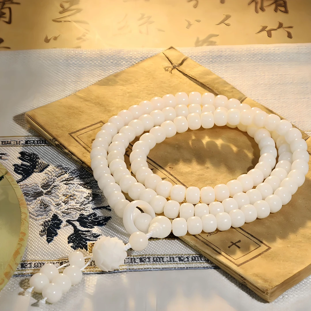 白玉菩提0.8*1吊坠108+莲花+跑环(无礼盒) K127