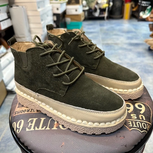 福利款中帮马丁靴墨绿单鞋断码系带户外休闲微瑕