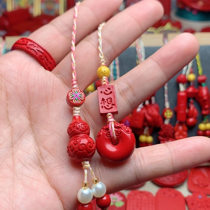 天然辰砂工艺品朱砂手机坠