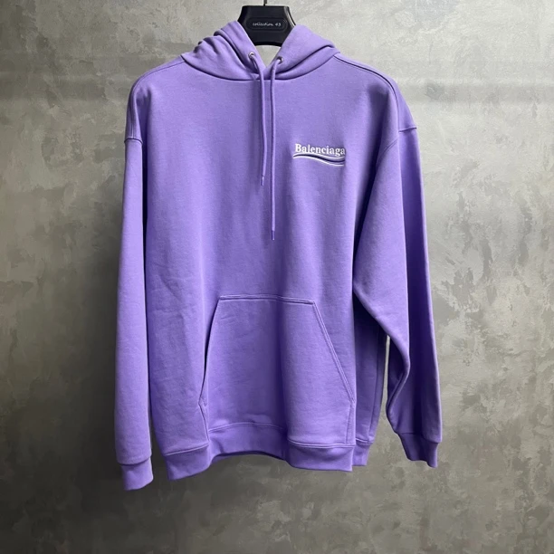 未使用 Balenciaga/巴黎世家 紫色薰衣草刺绣可乐logo帽衫/Xs