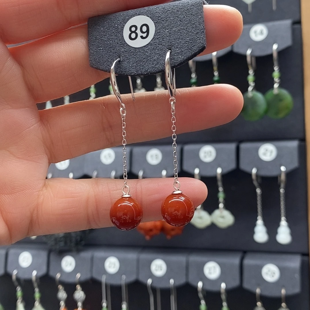 玛瑙/玉髓银S925镶嵌耳坠