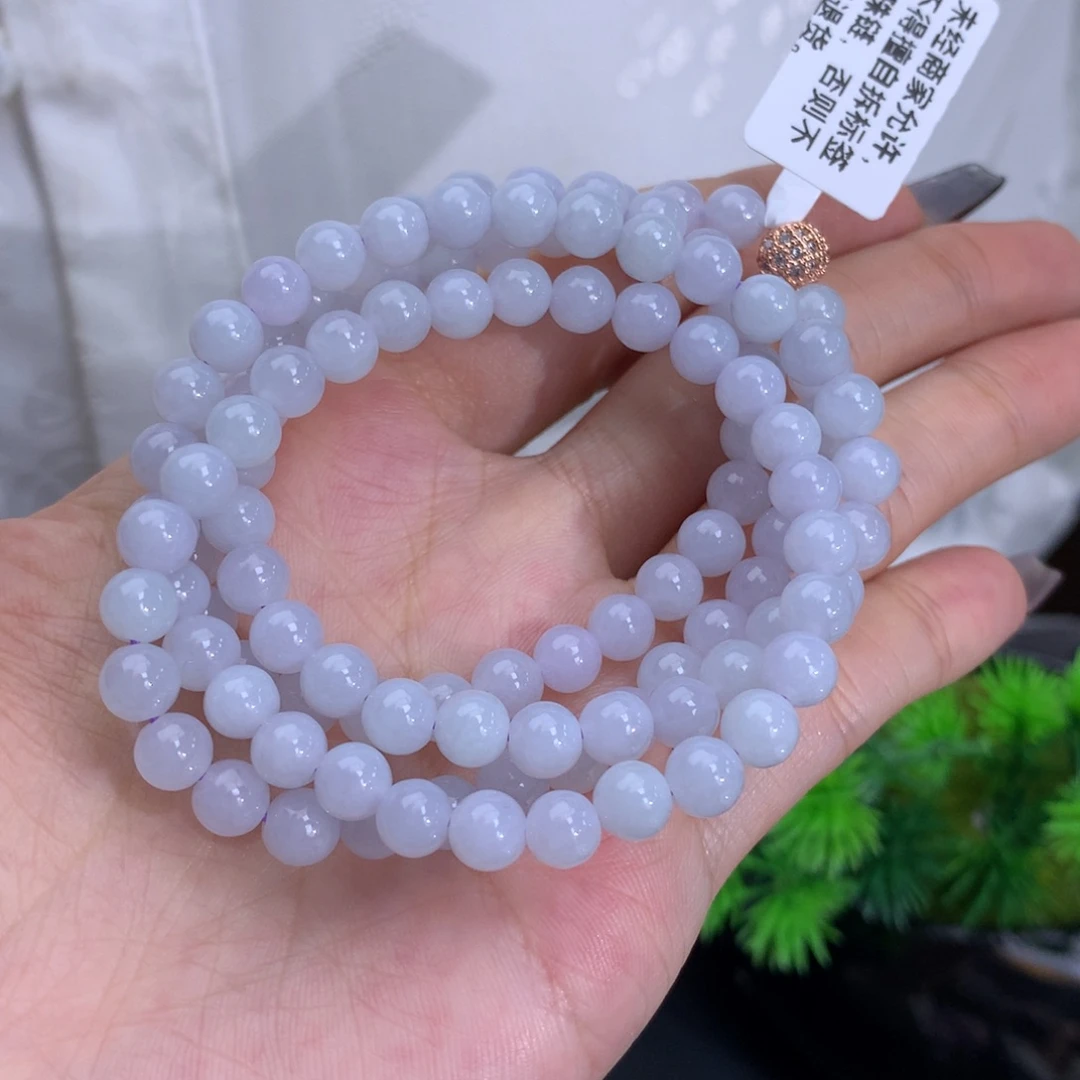 翡翠手链未镶嵌卡5.9淡淡紫项链
