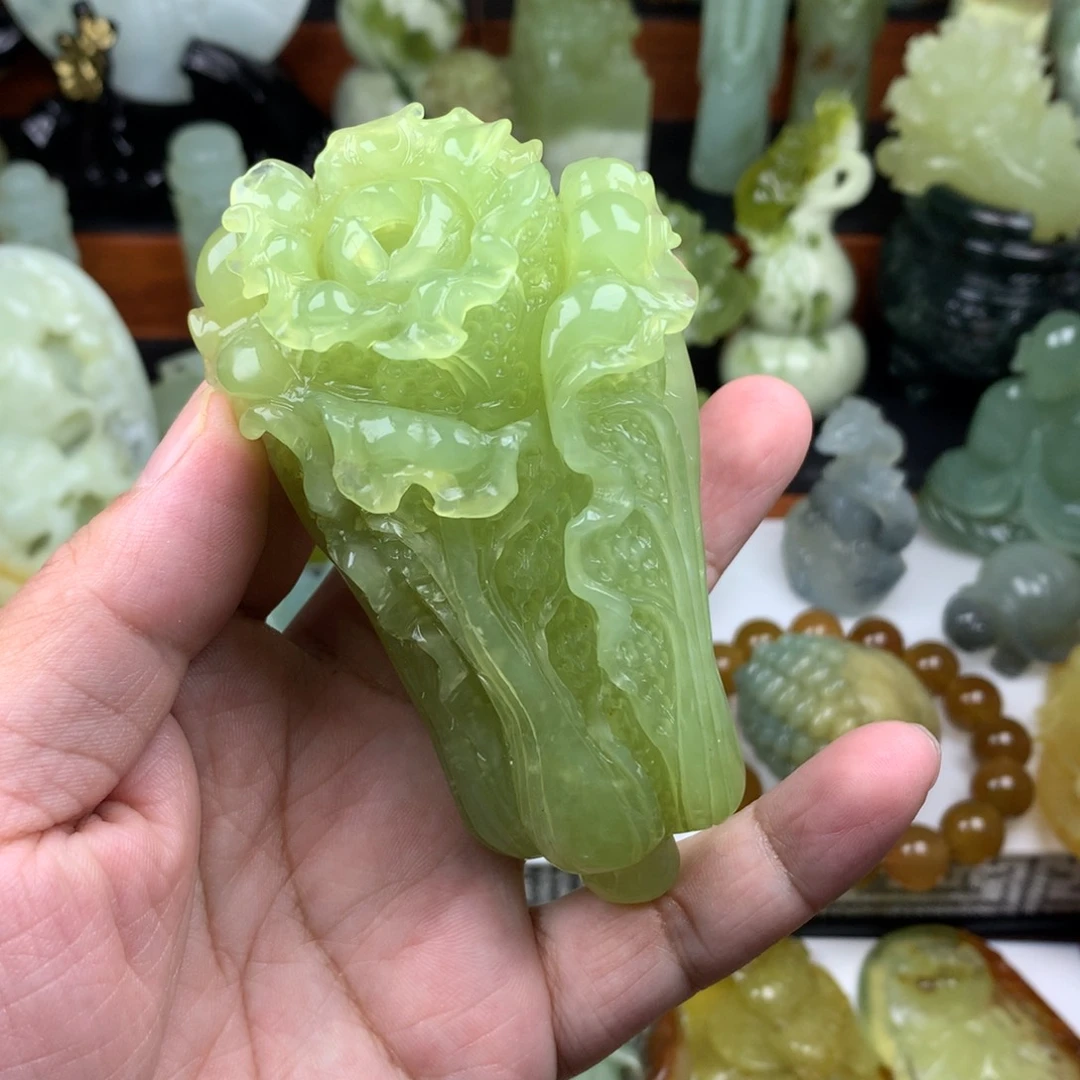 岫玉手把件未镶嵌吴*闻