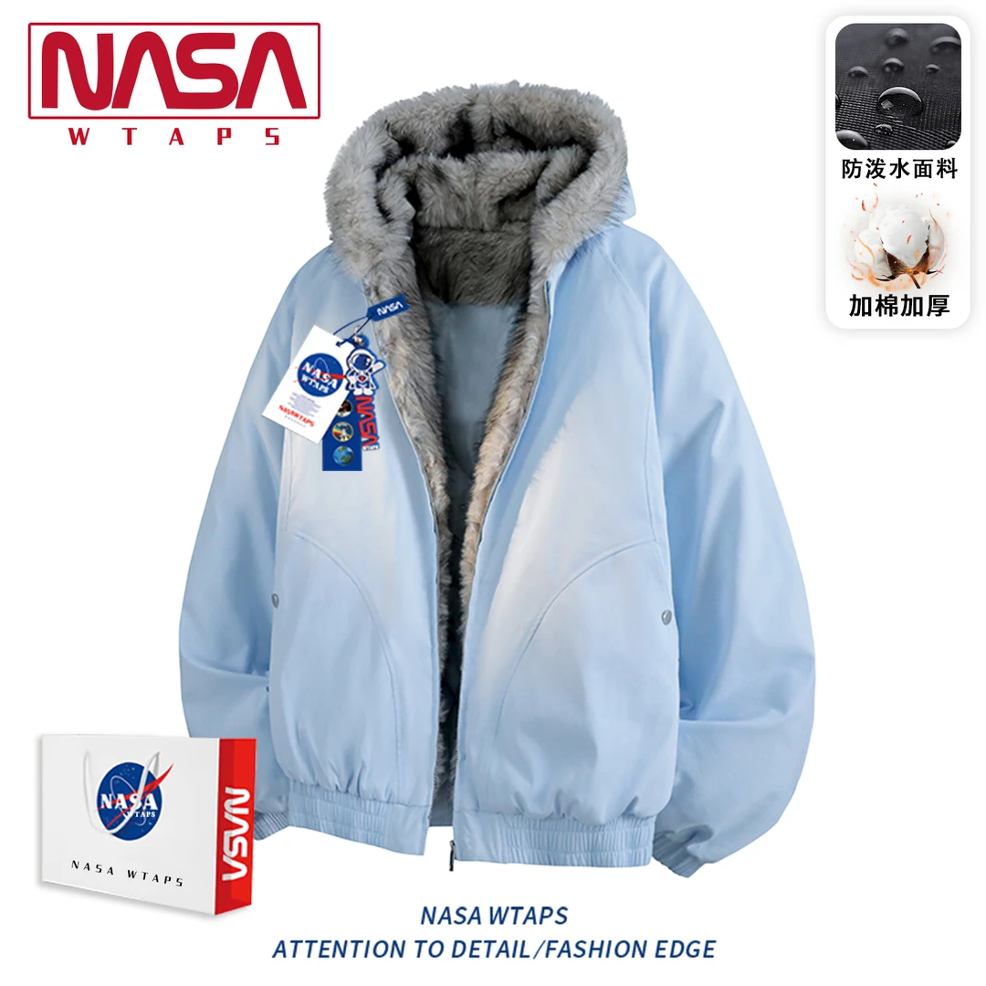 NASA WTAPS座山雕棉服外套男士冬季新款加绒加厚保暖派克棉衣男款