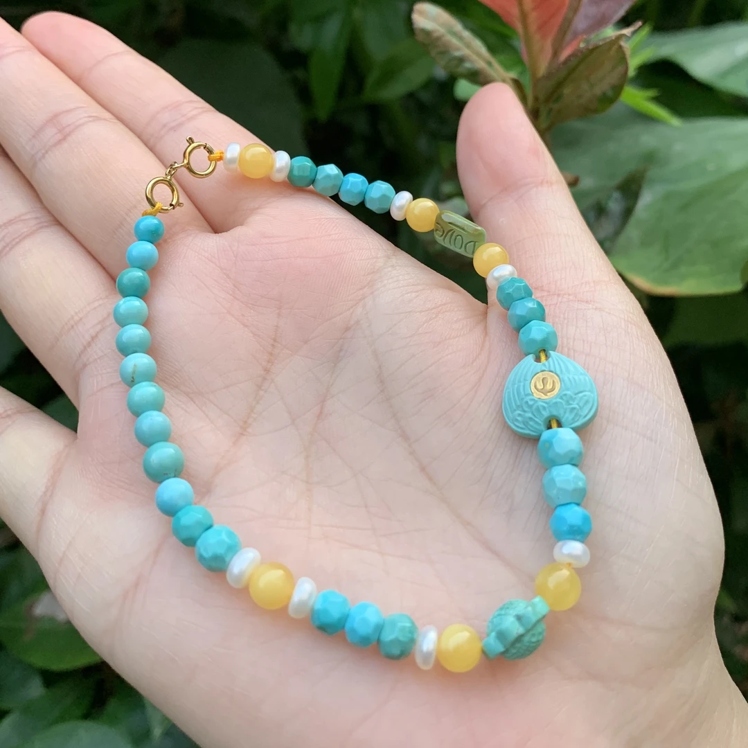 原矿湖北松石玉化6+时尚手链任意一条