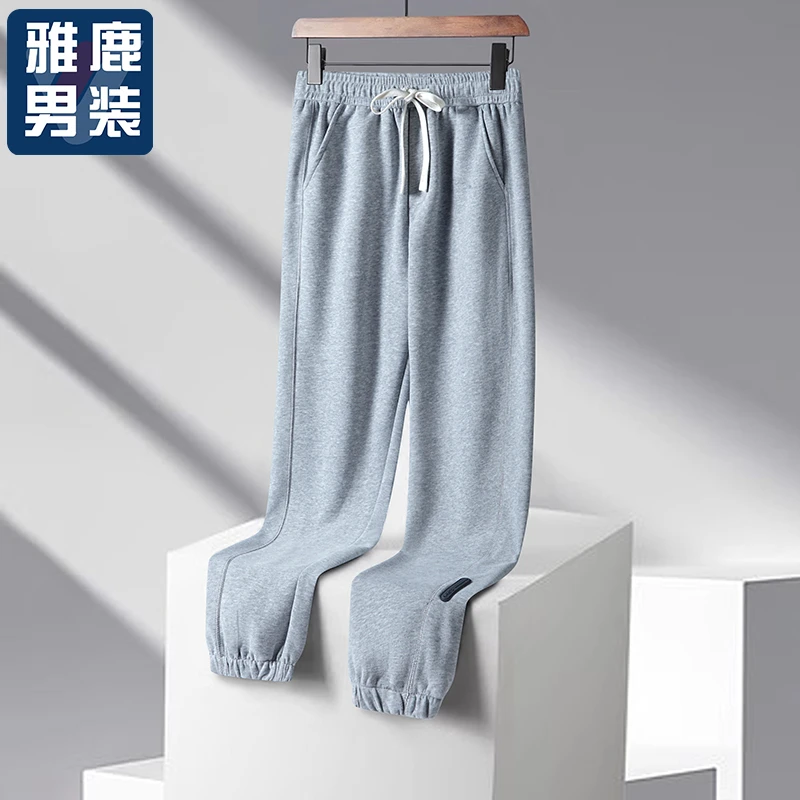 雅鹿男装男女同款休闲裤春季新品直筒显瘦休闲百搭运动时尚男卫裤
