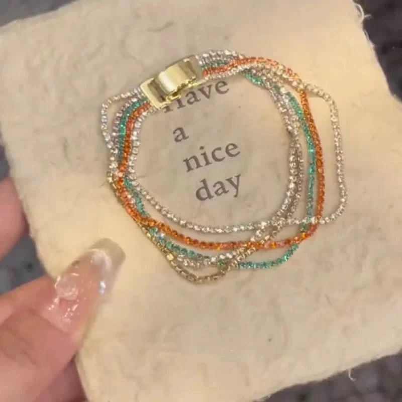 铜合金手链 欧美新款多层手链轻奢简约小众气质百搭手饰E437