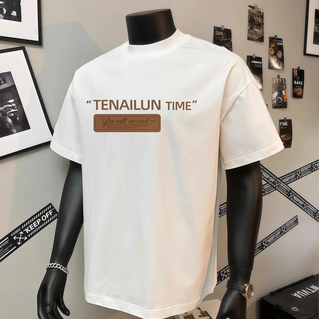 纯棉重磅白色百搭印花圆领夏季上衣青春活力韩版简约修身T恤短袖