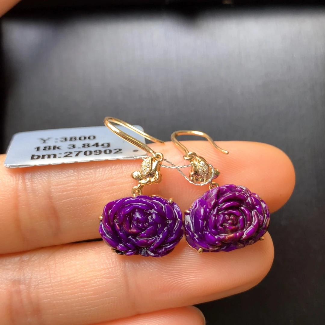 苏纪石（舒俱来）18K金镶嵌耳饰