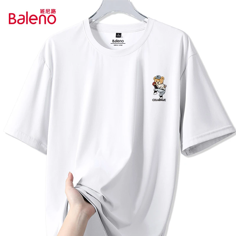 班尼路男式短袖t恤夏季冰丝速干衣棒球熊40岁到45岁有品位男装PCB