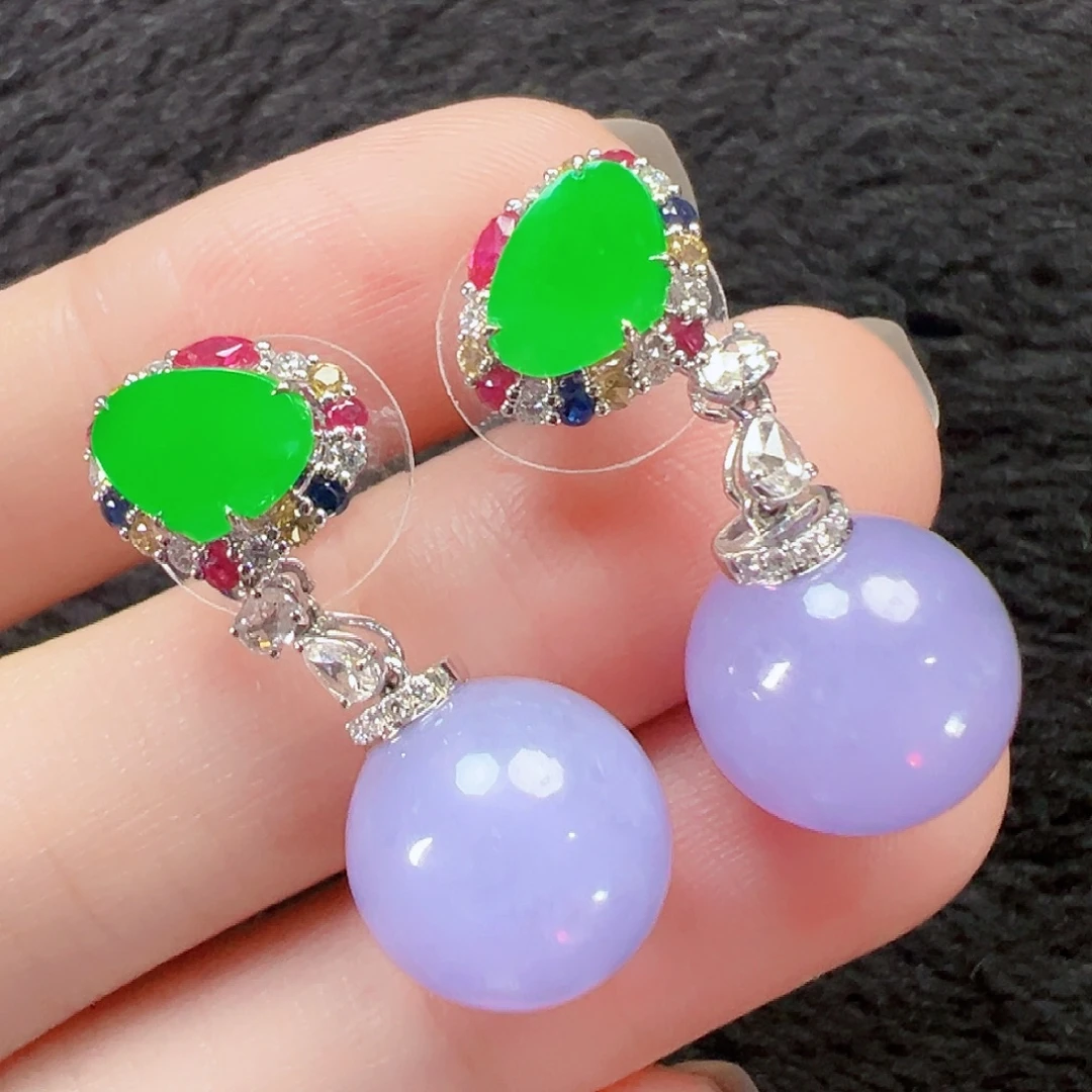 翡翠18K金镶嵌耳饰签收后24小时鉴赏期