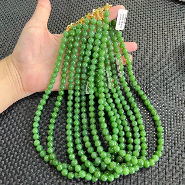 【正阳绿脂粉细料】俄老料碧玉约8mm56颗妈妈链（多样性发一）
