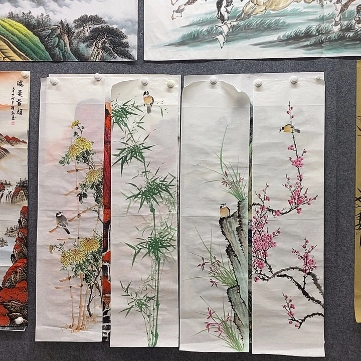 竖款新中式装饰画单条尺寸136-35