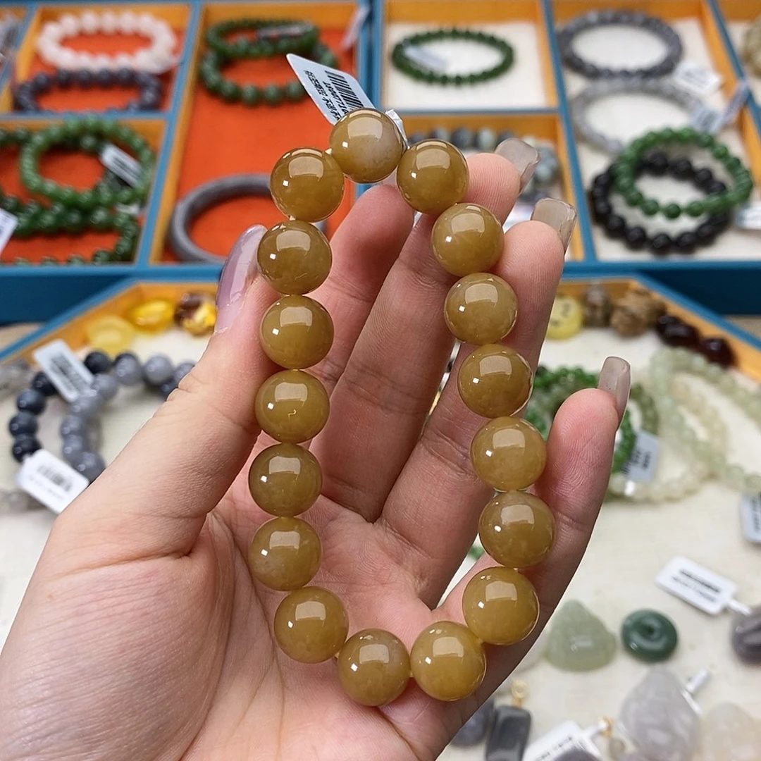 和田玉未镶嵌手链w36俄糖12mm