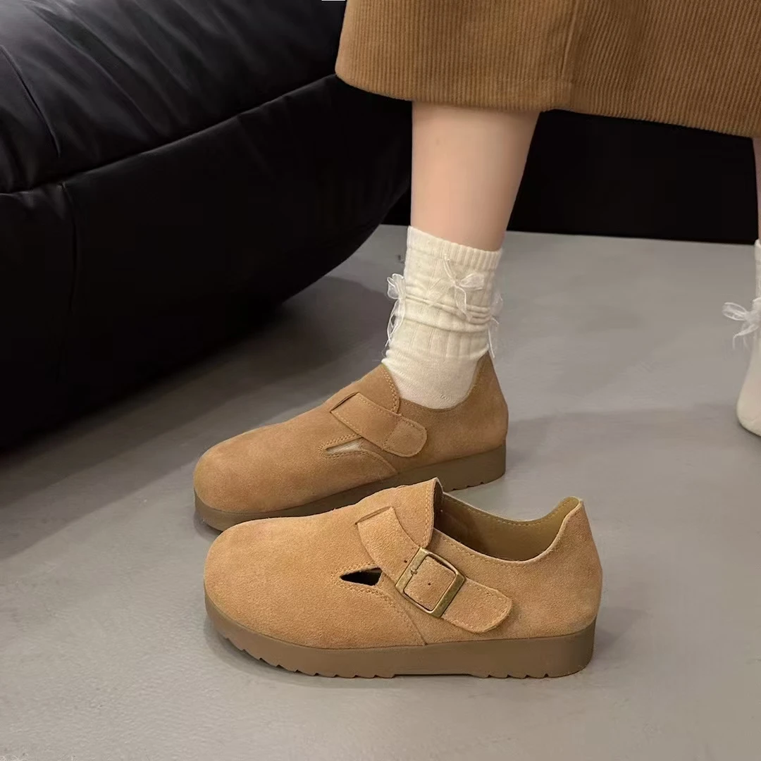 复古厚底勃肯鞋女2025秋季新款时尚百搭乐福鞋一脚蹬软底舒适单鞋