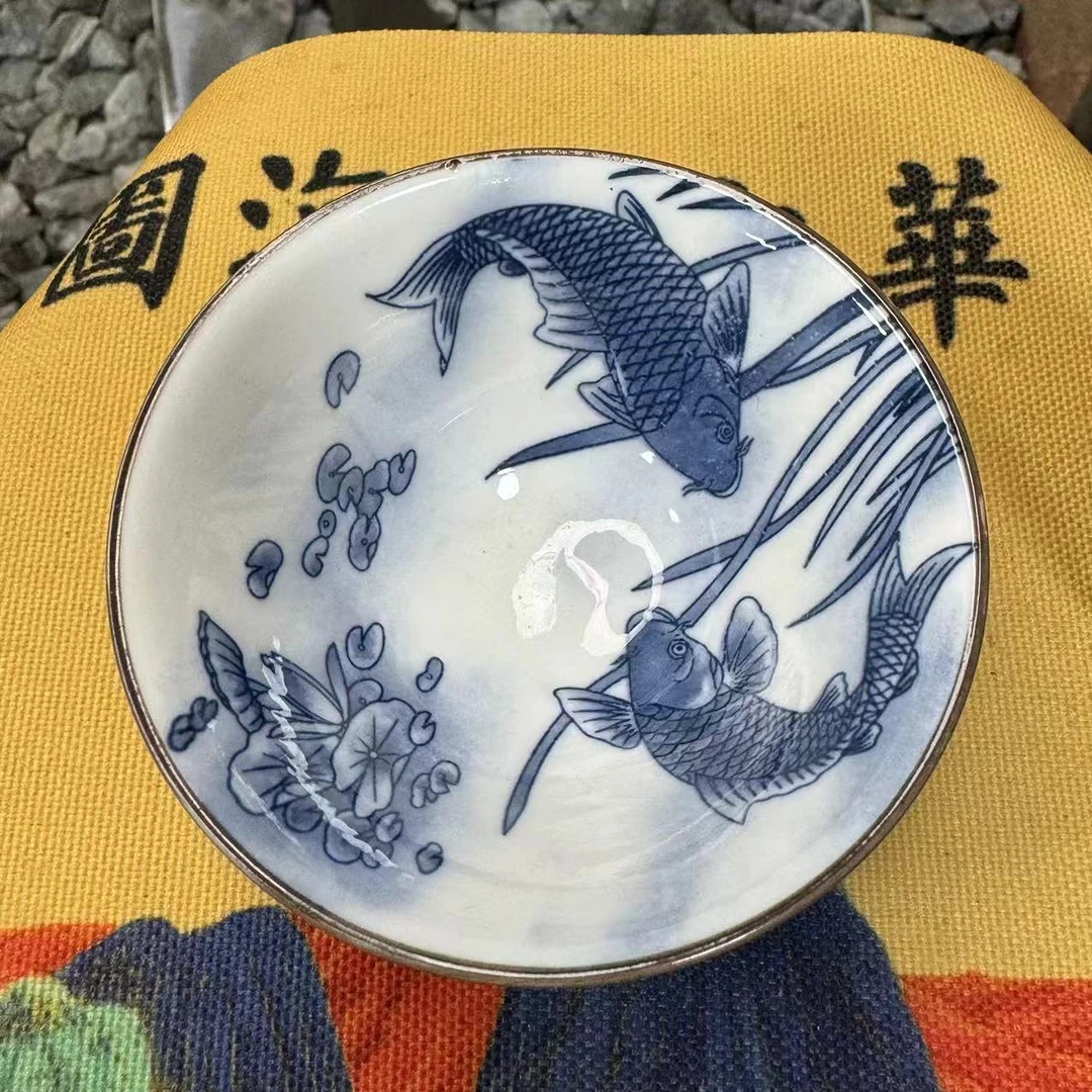 手工茶器斗笠双鱼杯