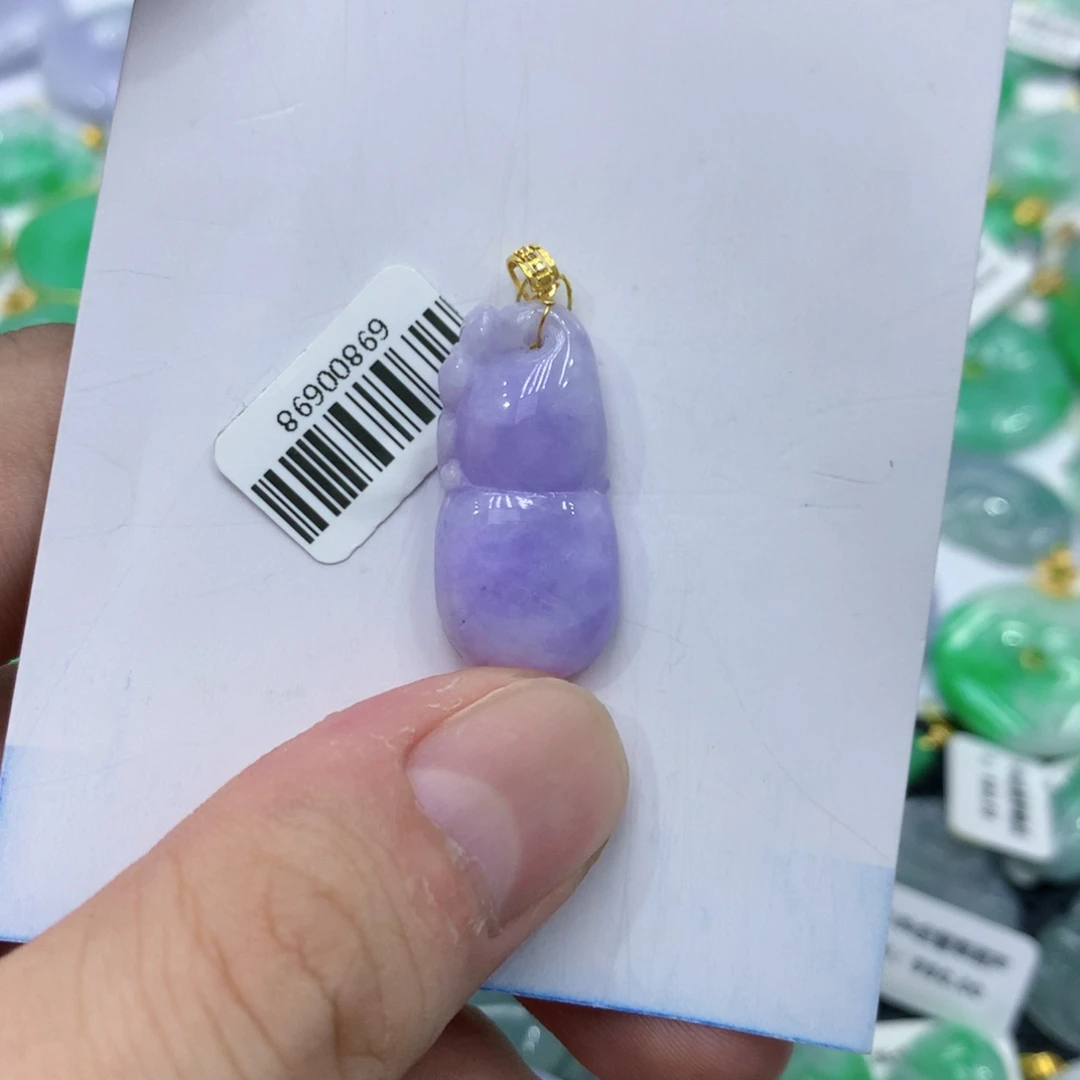 颈饰18K金镶嵌翡翠福