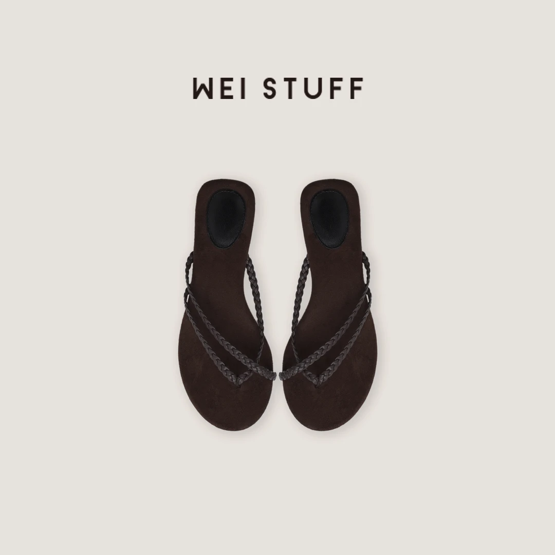 WEI STUFF  “极简松弛” 时尚舒适复古编织休闲人字拖拖鞋 9365 .