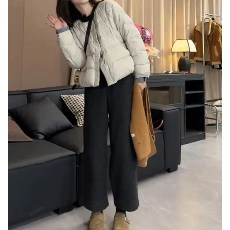 欧货韩系毛呢女士今年秋季新款加厚简约小个子直筒阔腿休闲裤女款