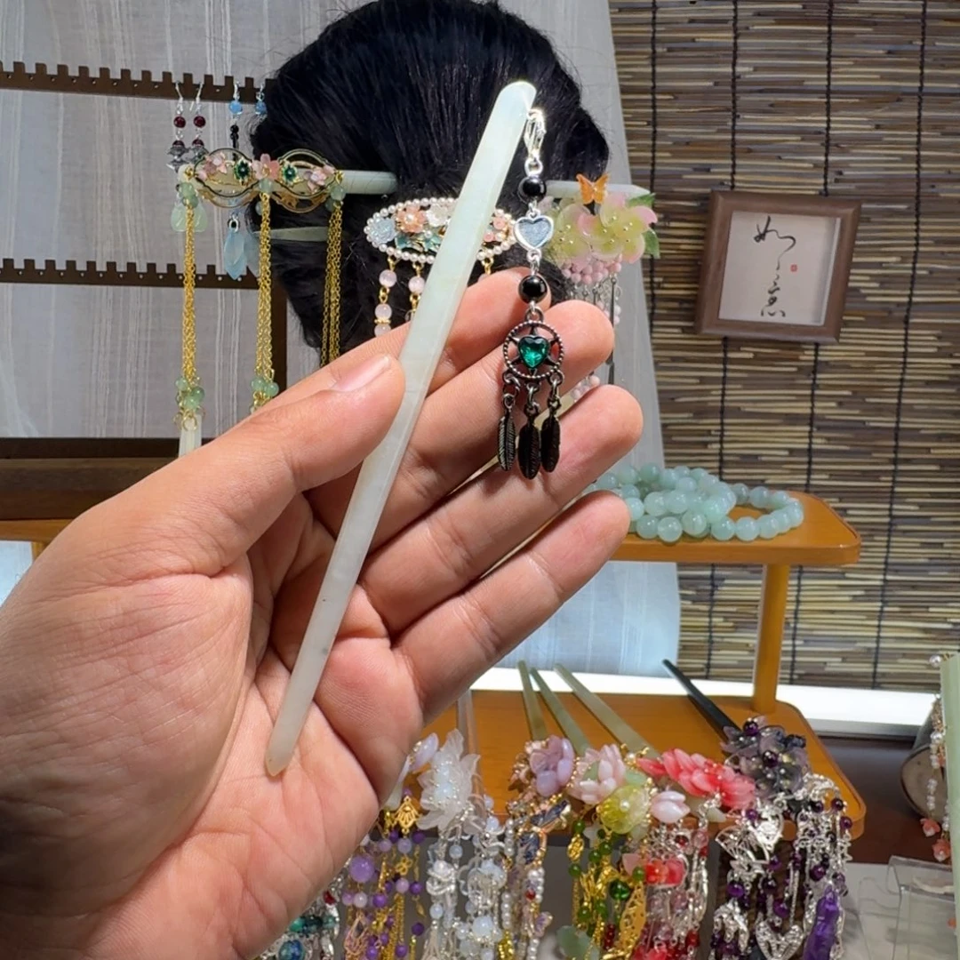 蛇纹石玉合金发饰