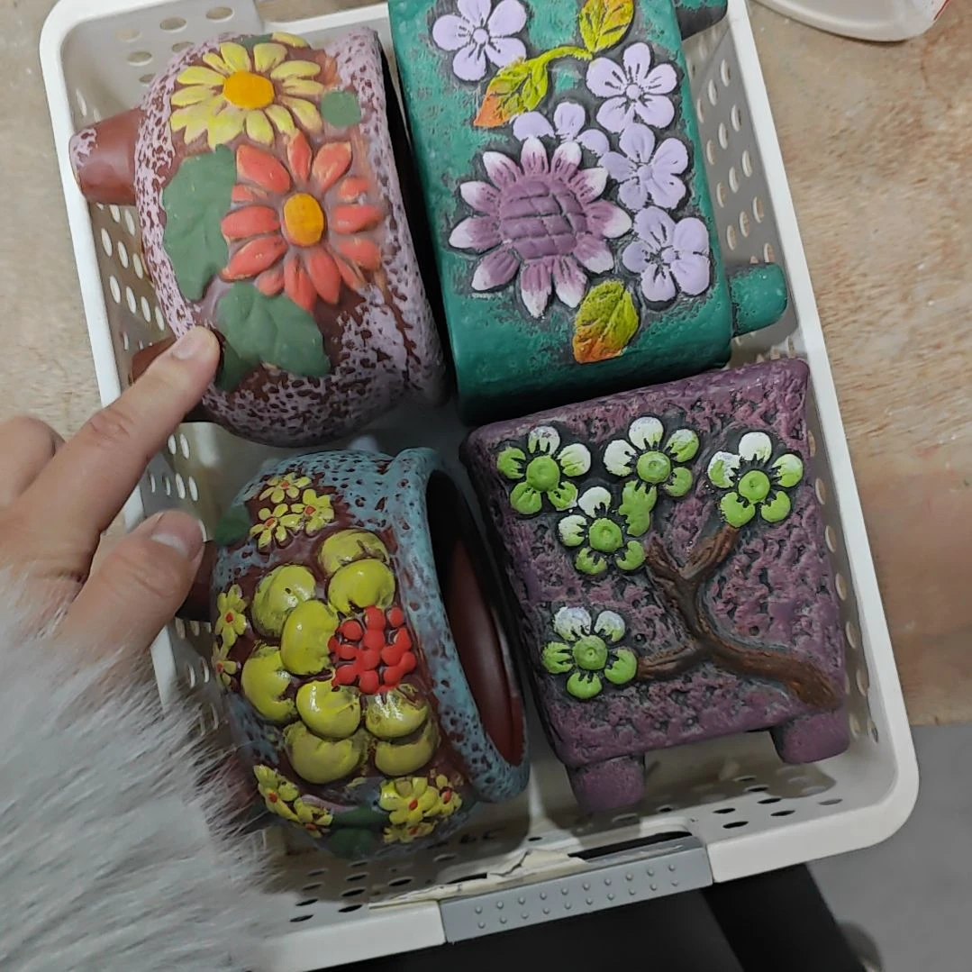 红陶吸水透气的白陶花盆凑满12发货