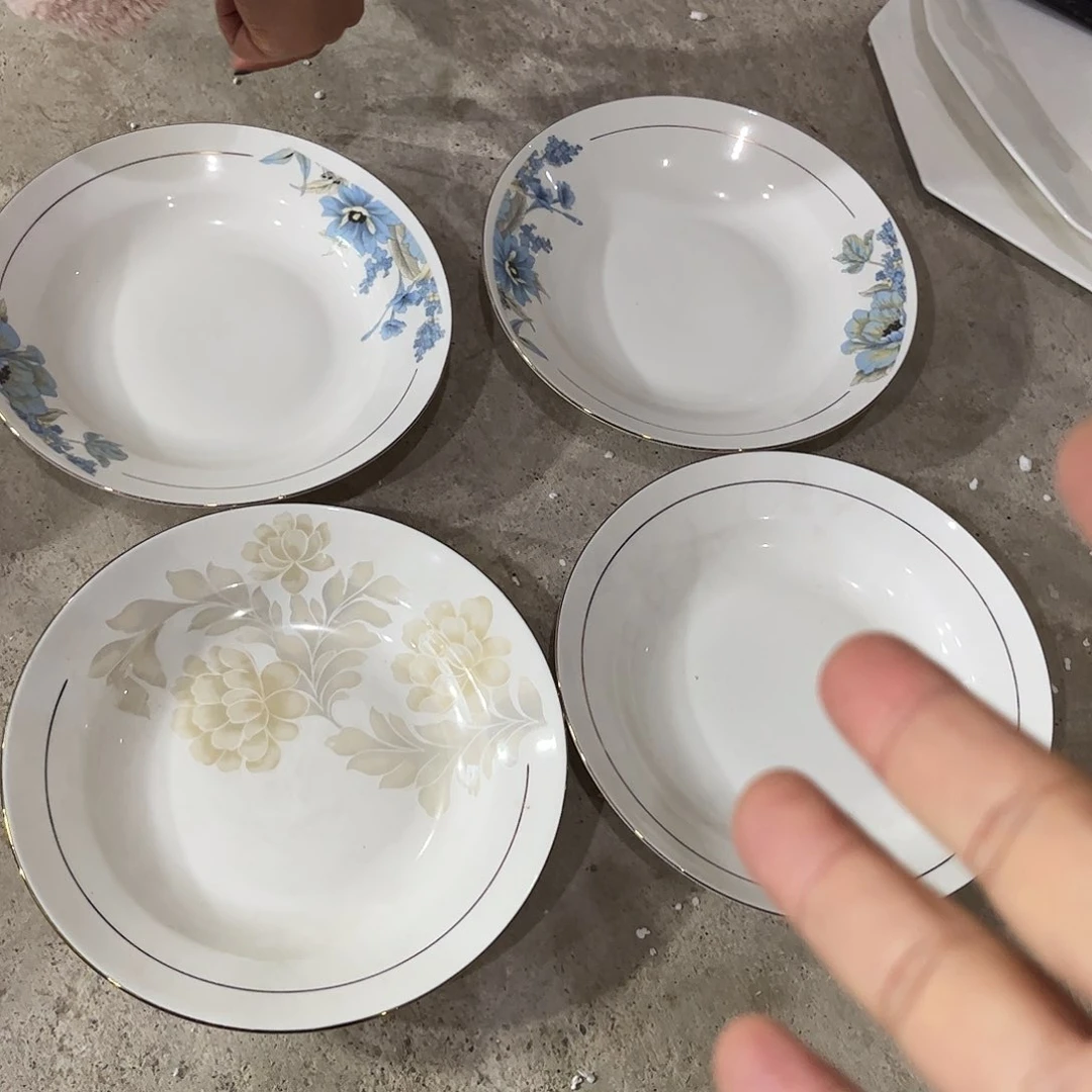 瓷片盘八寸四个微瑕