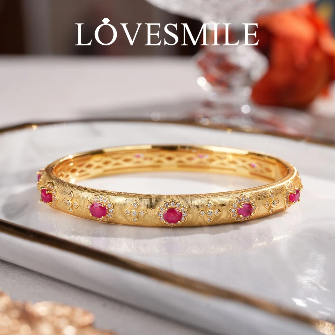 S925银红宝石手镯时尚精美大气优雅