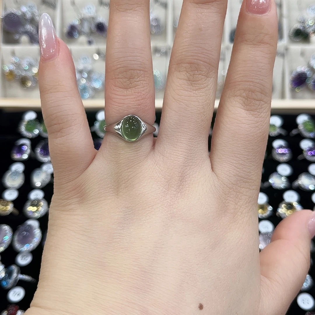 岫玉银S925镶嵌戒指