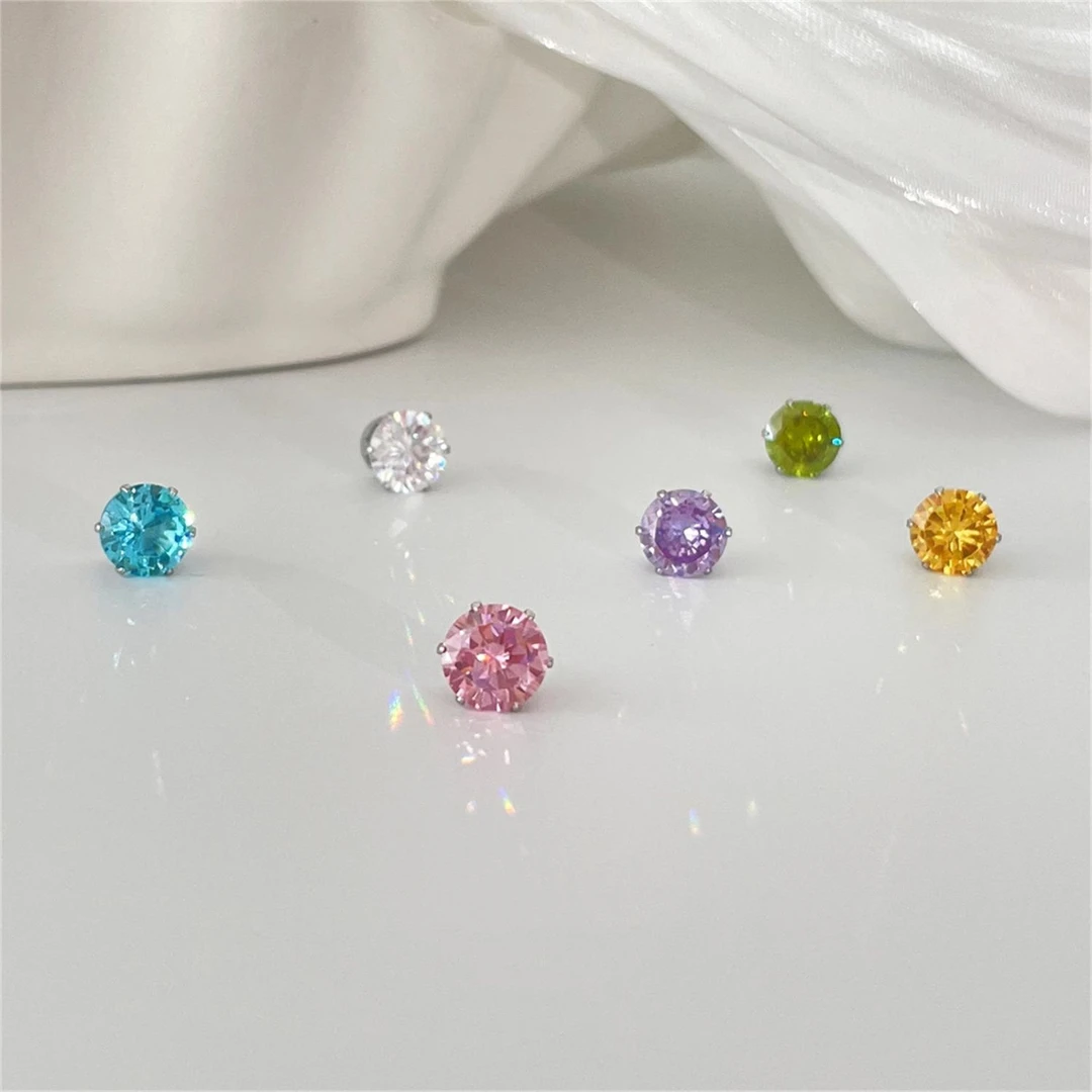 无耳洞六色彩色磁吸耳蜗钉耳夹甜酷风超闪简约小众设计感精致百搭