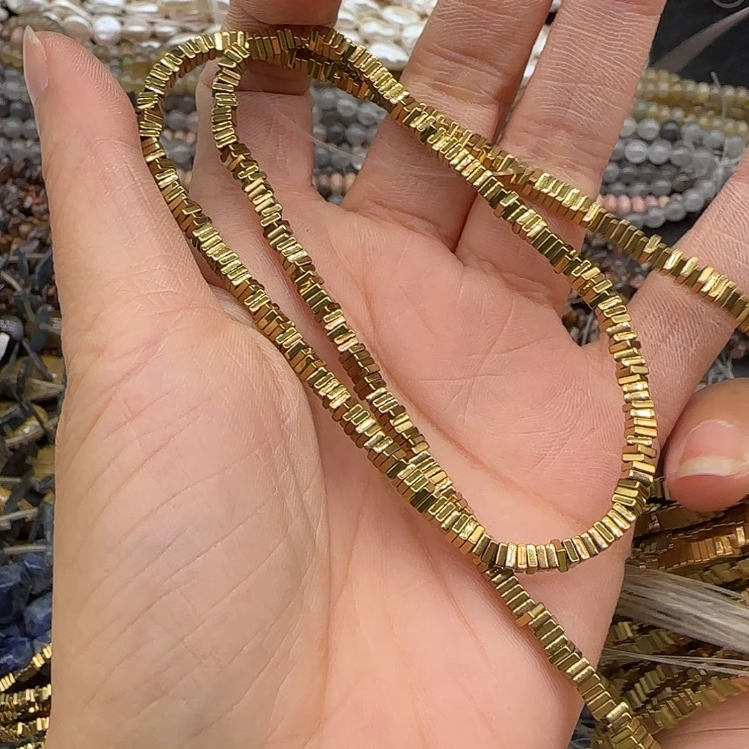 合金玛瑙/玉髓珠宝半成品黑胆石3mm方隔片一条