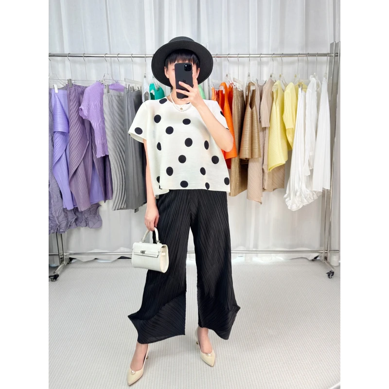 【夏三锦】褶皱马蹄裤女2025新款休闲时尚柜子同款女休闲裤tp