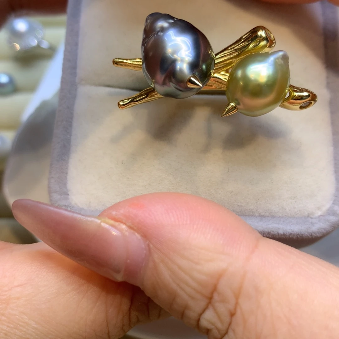 银S925镶嵌戒指海水珍珠