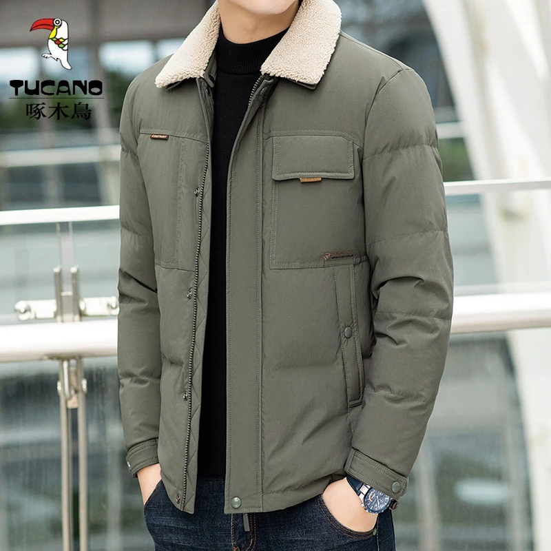 TUCANO/啄木鳥男士冬季羽绒服男款新款工装休闲加厚短款翻领外套