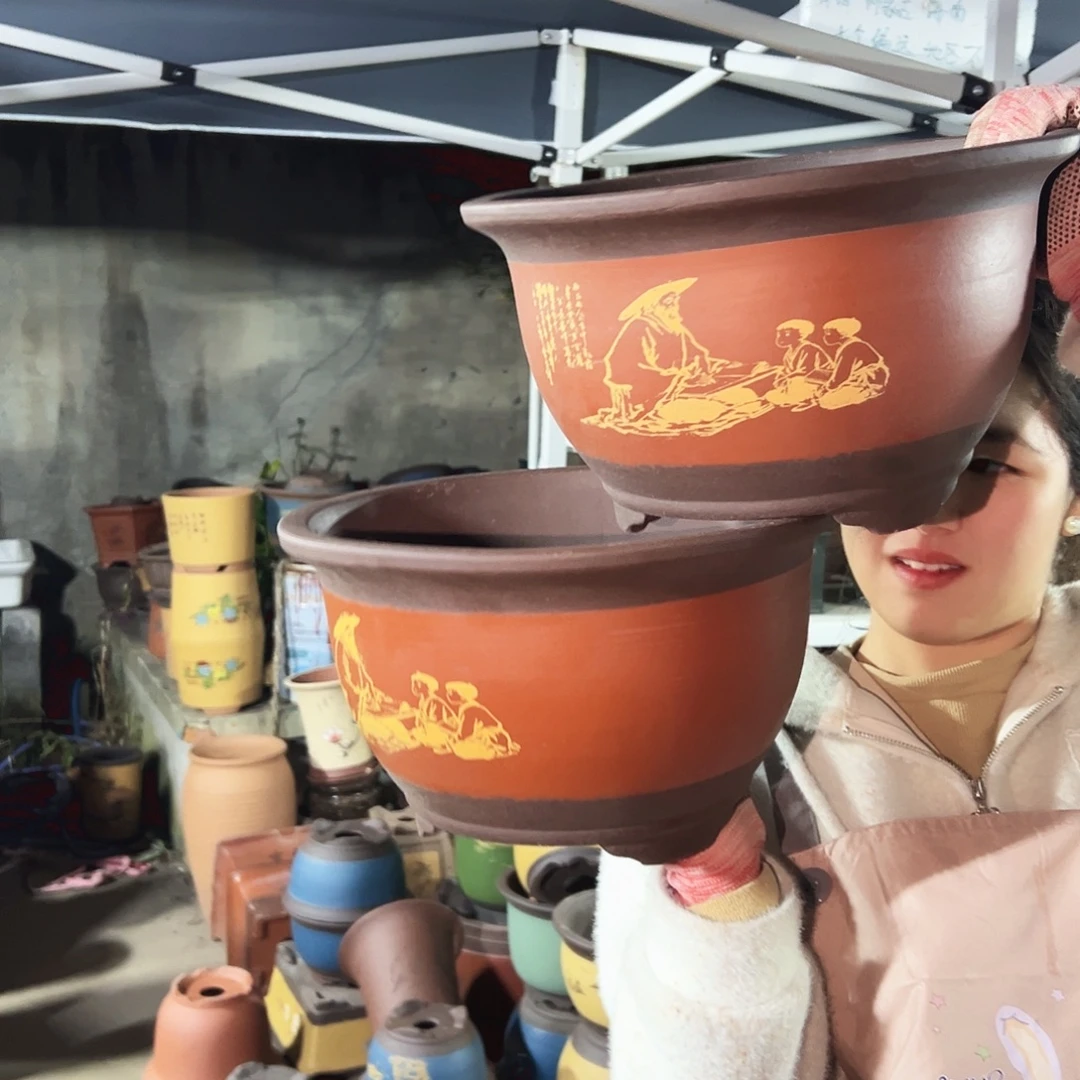 30+30红色孔夫子三角金钟花盆