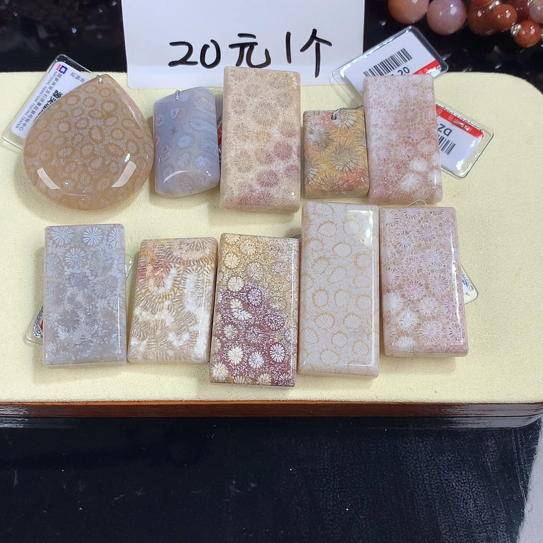 吊坠(赠链)未镶嵌硅化珊瑚（珊瑚玉）14号上新吊坠一个20米可挑
