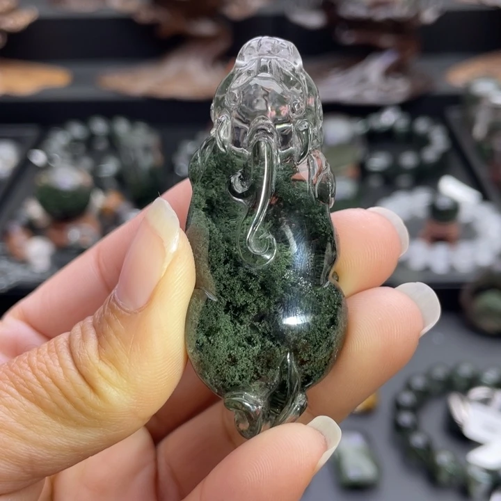 颈饰未镶嵌水晶绿幽灵貔貅吊坠定制