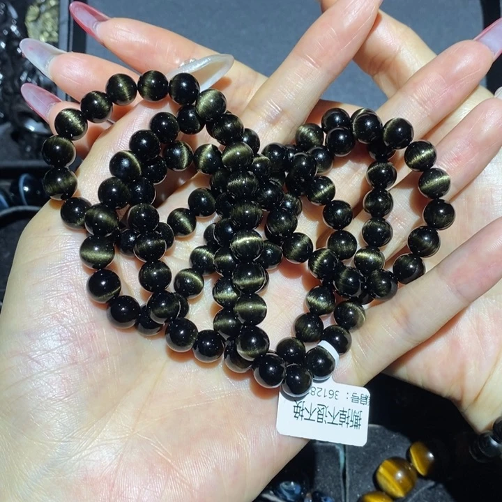 黑曜岩手链未镶嵌闹*