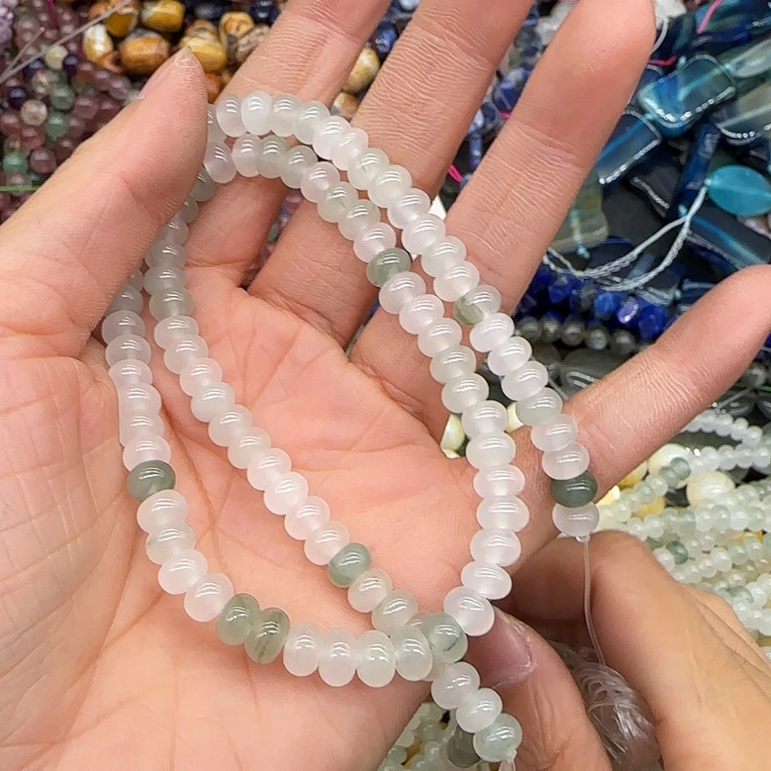 玛瑙/玉髓合金珠宝半成品天山翠6mm算盘一条