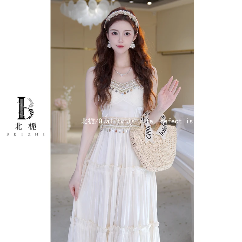 【北栀】【西域律动】重工刺绣拼接吊带连衣裙度假裙814335+814187