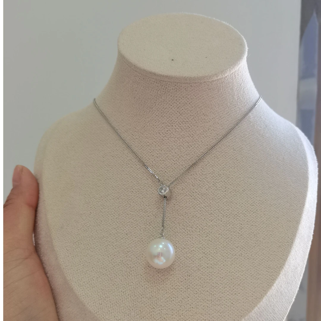 新品上新 爱迪生珍珠项链Y字锁骨链白色极光无暇