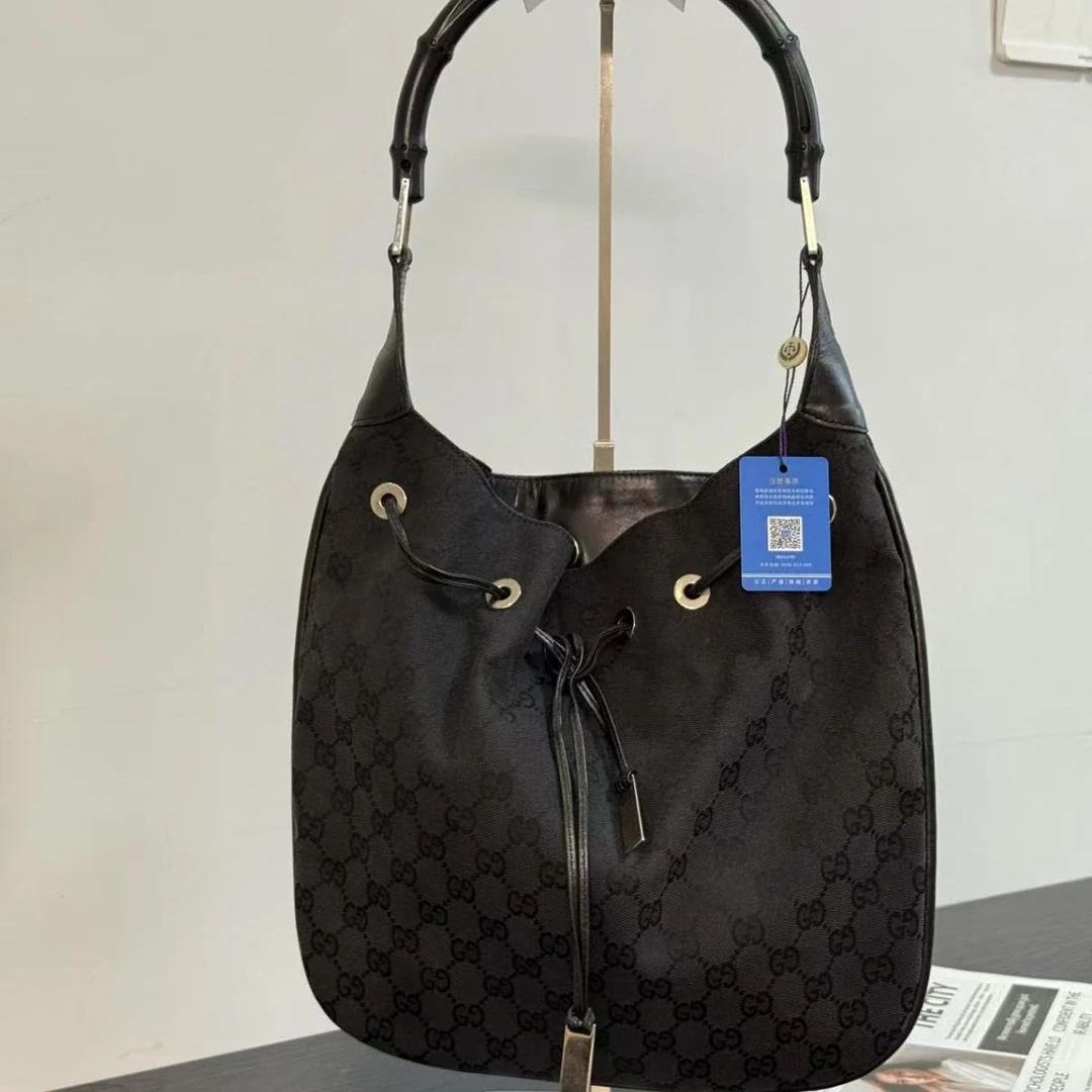 95新 GUCCI/古驰 【白菜】Gucci 竹节抽绳水桶包/BG23003563