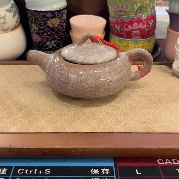瓷片冰裂泡茶壶微瑕米白色