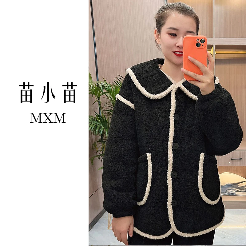 韩版睡衣女士冬季洋气可外穿三层加厚家居服小香风加绒女装两件套