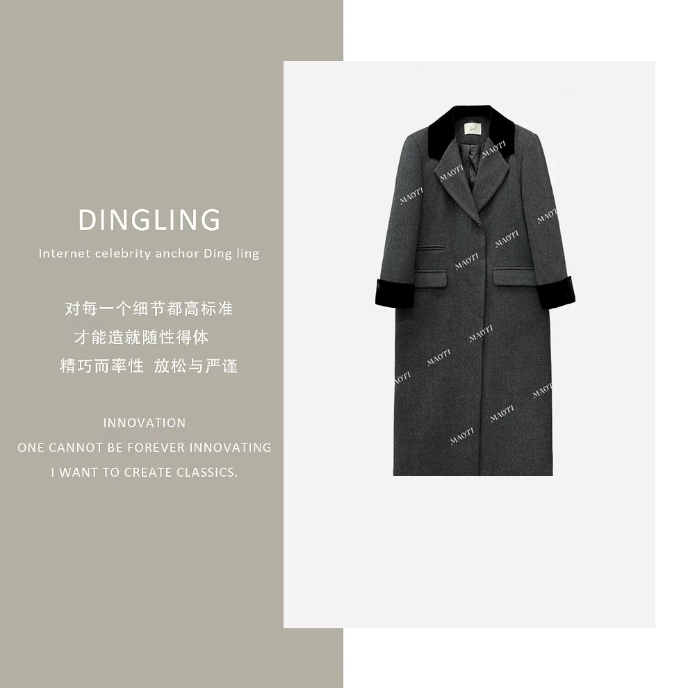 【四季青丁玲轻奢】Liixu气质斜纹小香风羽绒内胆毛呢大衣Q48YR081